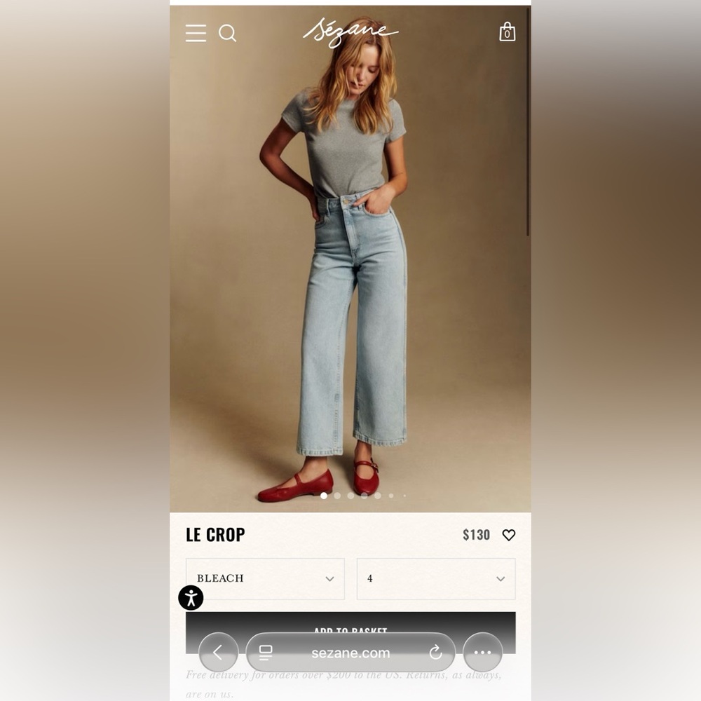 Sezane Le Crop Jean in Bleach New w/o Tags Size 4